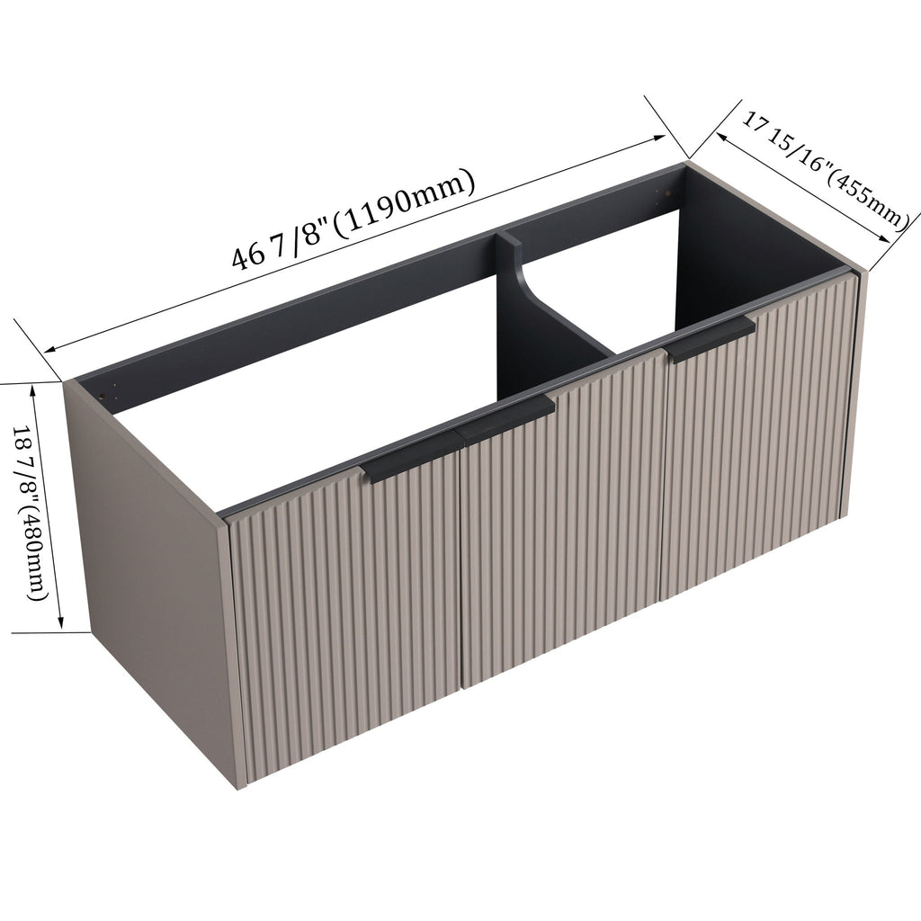 Contemporary Wall Mounted Bathroom Vanity with Soft Close Doors - Wood