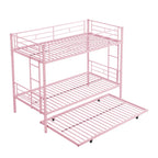 Twin Over Twin Metal Bunk Bed with Trundle - Black