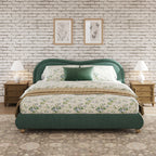 King Size Upholstered Platform Bed Frame with Rounded Corners