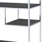 Gray Oak Bookshelf with Chrome Frame and 7 Open Shelves - Gray