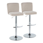 Contemporary Adjustable Barstool Set with Swivel & T Footrest - Black, White, Beige