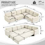 118" L-Shaped Convertible Sofa Bed with Pull-Out Bed - Chenille