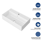 Wall Mounted Rectangular Bathroom Sink with Towel Bar - Black or Gold