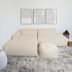 High-Quality Microfiber Sectional Sofa with Deep Seating - Beige or Dark Green