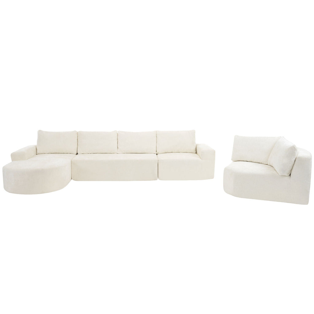 Modular Cloud Sectional Sofa Set with Deep Seating - Choose Beige, Dark Gray, or Dark Brown