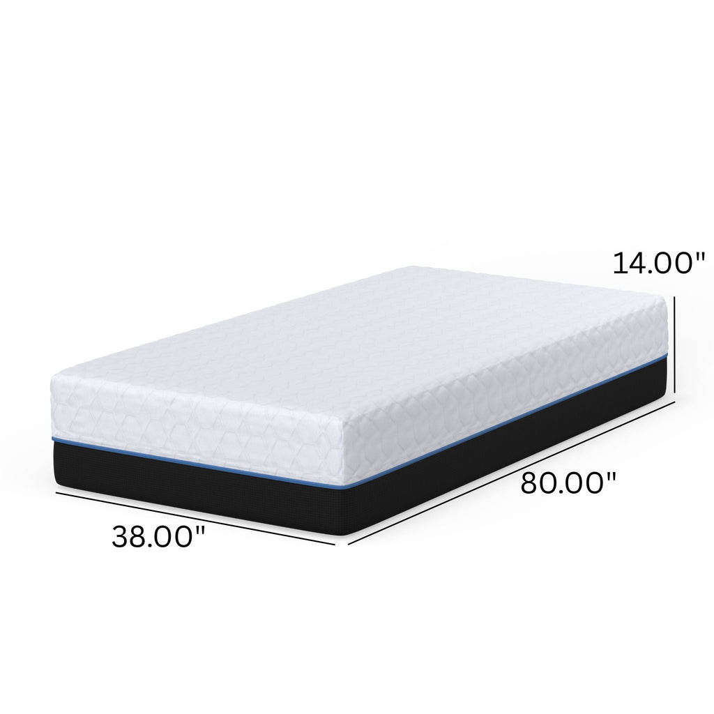 Copper Lux 14" Plush Memory Foam Mattress with Cooling Fabric - White