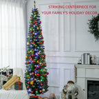 8ft Pencil Prelit Artificial Christmas Tree with 250 Colorful LED Lights