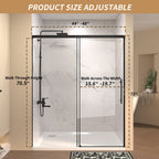 48" W × 72" H Single Sliding Shower Door with Tempered Glass - Clear