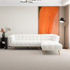L Shape Sectional Sofa Tufted with Mid-Century Modern Design - Dark Gray or Beige