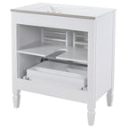 30" No Assembly Needed Vintage Bathroom Vanity with Spacious Storage - Vintage Finish