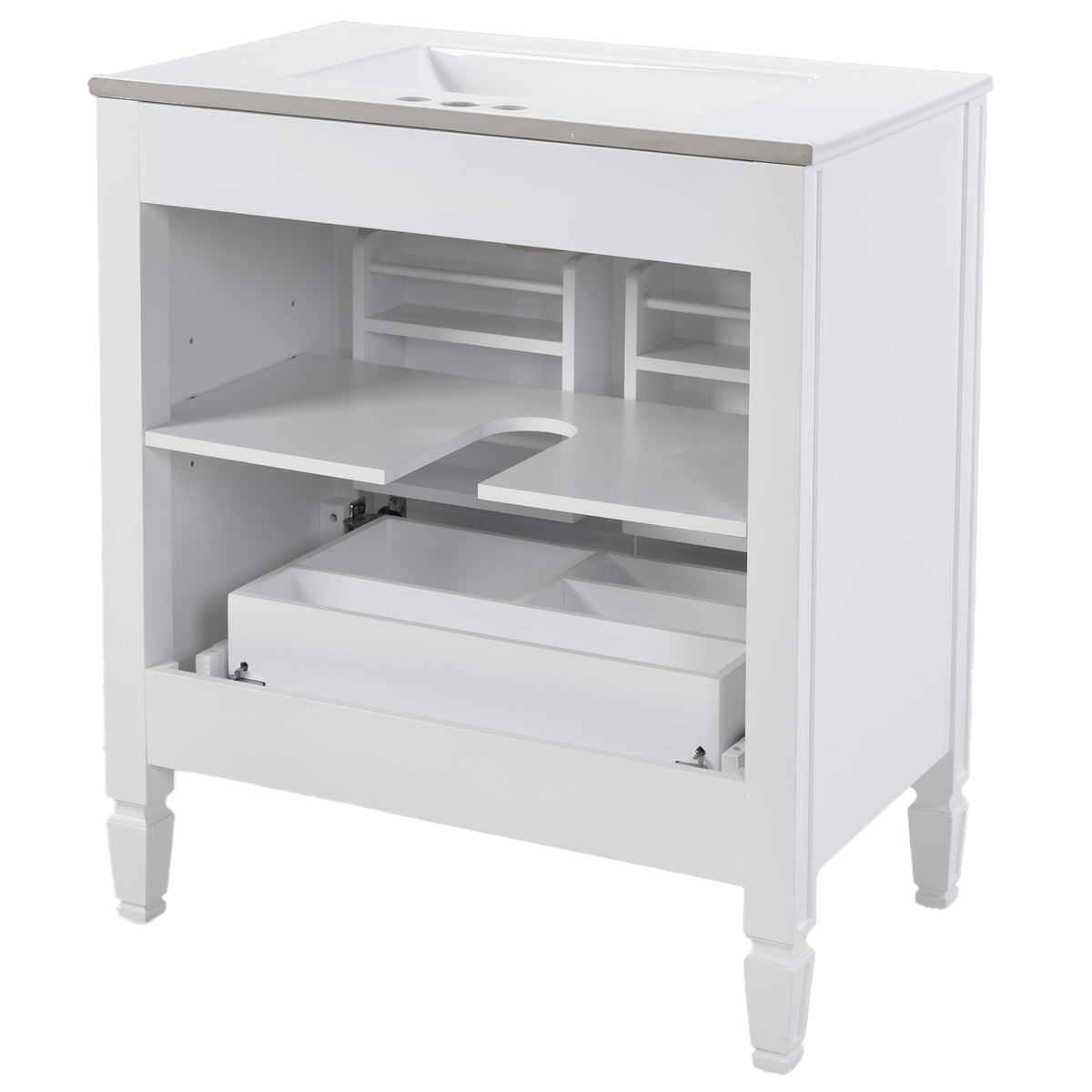 30" No Assembly Needed Vintage Bathroom Vanity with Spacious Storage - Vintage Finish