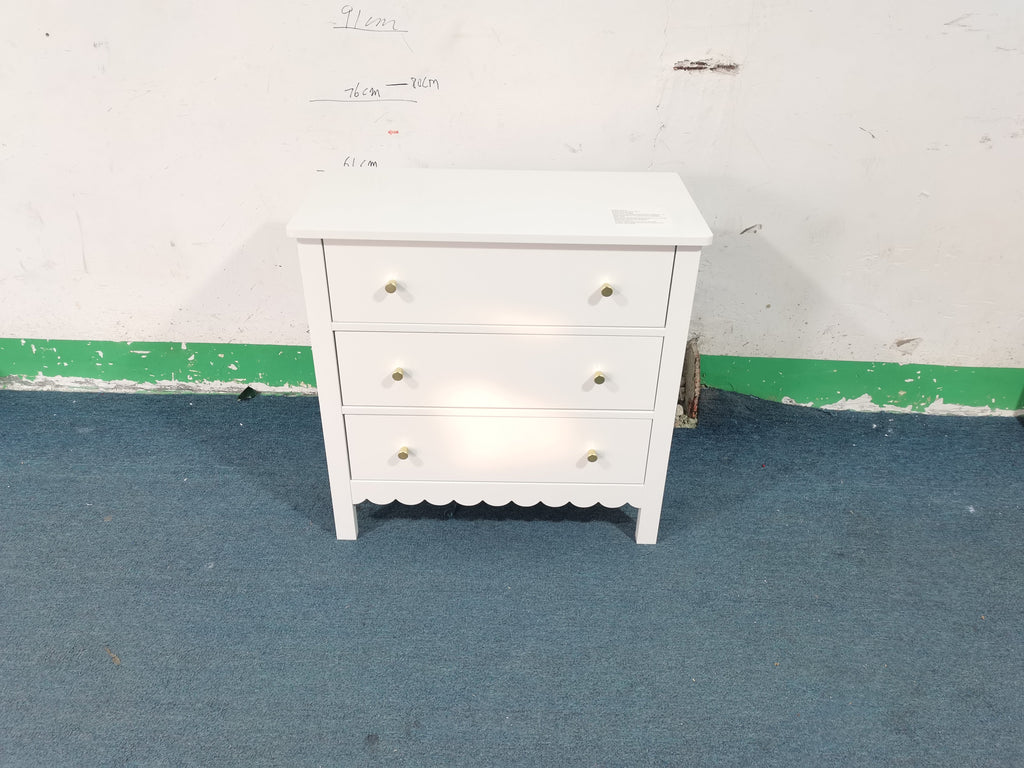 White 3 Drawer Dresser with Ample Storage - White