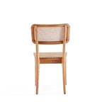 Solid Ash Wood Dining Chair Set with Rattan Cane Seat - Black or Light Brown
