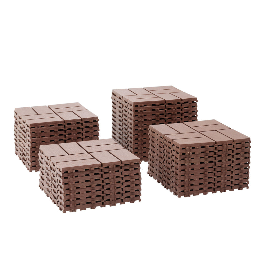 Interlocking Deck Tiles 44 Pack with Easy Installation - Dark Brown or Dark Gray
