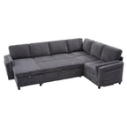 Convertible U-Shaped Sectional Sofa Bed with USB Ports and Storage – Black, Dark Gray, Blue