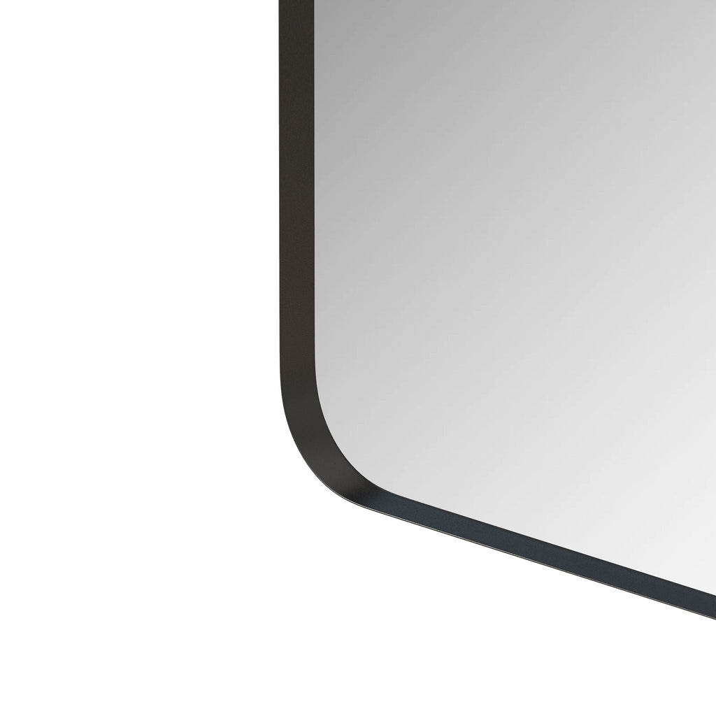 Rectangular Metal Framed Wall Mirror with Modern Design - Black