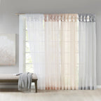 Twist Tab Voile Sheer Window Pair with Twisted Tab Tops - White