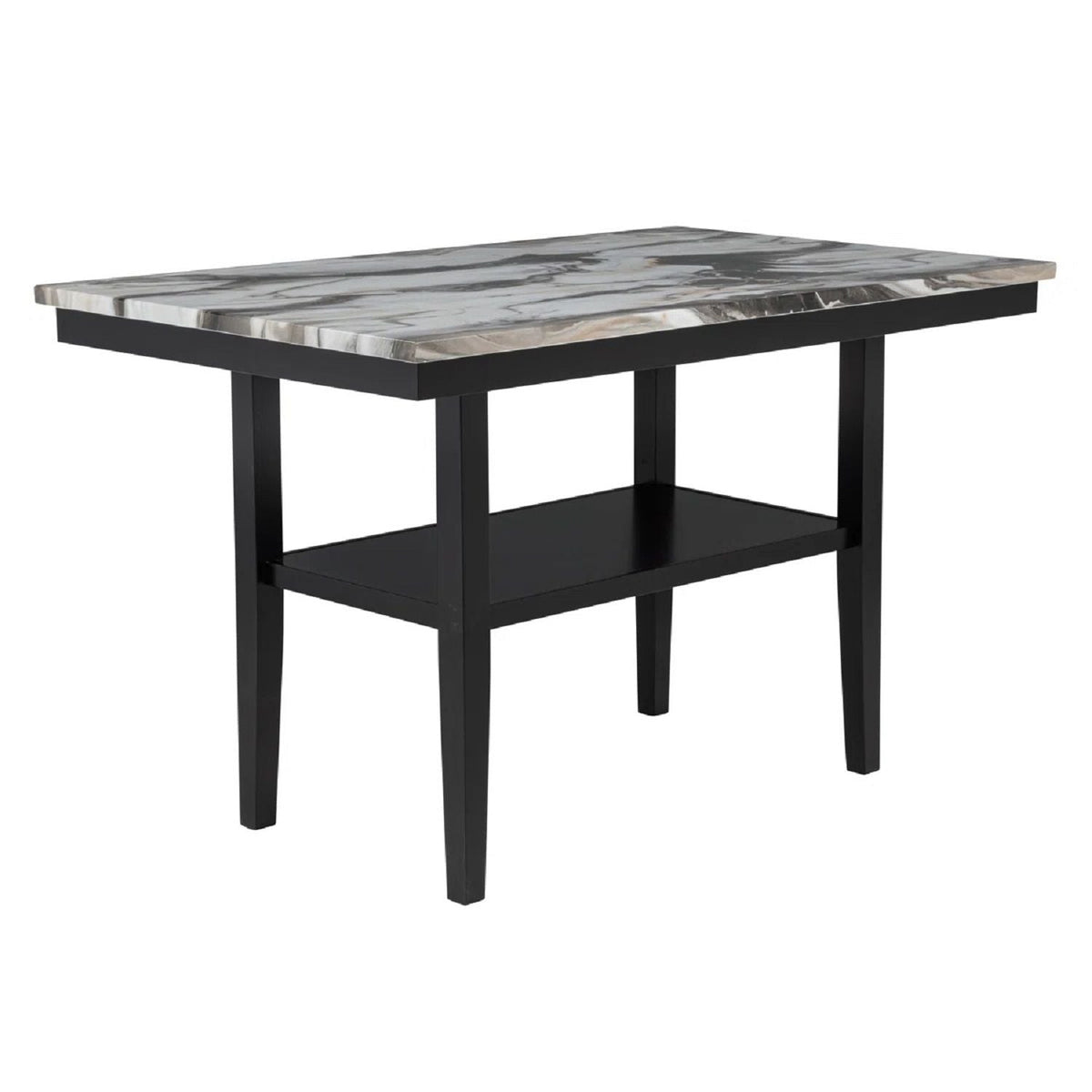 Counter Dining Table with Storage Shelf - Black