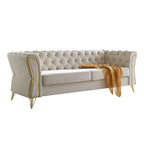 Modern Tufted Sofa with Metal Frame - Beige or Black