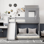 Loft Bunk Bed With Playhouse, Slide, and Guardrails - Twin Over Full