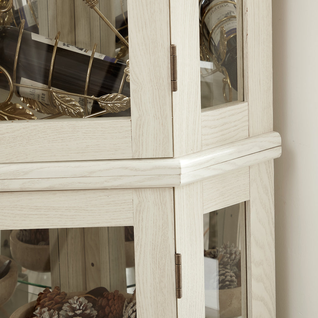 Lighted Corner Curio Cabinet with Adjustable Shelves - Tempered Glass