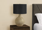 Contemporary Resin Table Lamp with Black Linen Shade - Brown