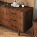 Brown 6-Drawer Dresser with Walnut Finish – Solid Wood