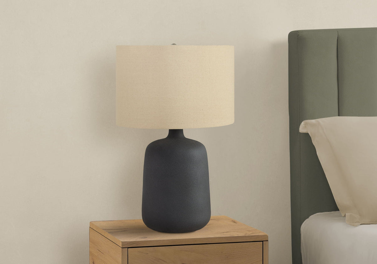 Contemporary Black Ceramic Table Lamp with 3-Way Lighting - Black