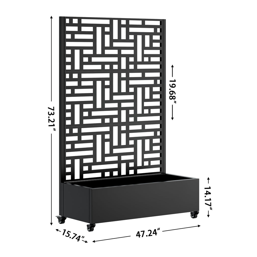 Metal Planter Box with Trellis for Outdoor Gardening - Black