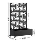 Metal Planter Box with Trellis for Outdoor Gardening - Black
