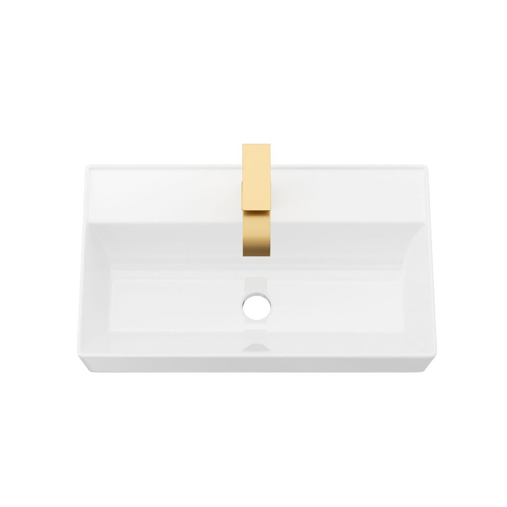 Wall Mounted Rectangular Bathroom Sink with Towel Bar - Black or Gold