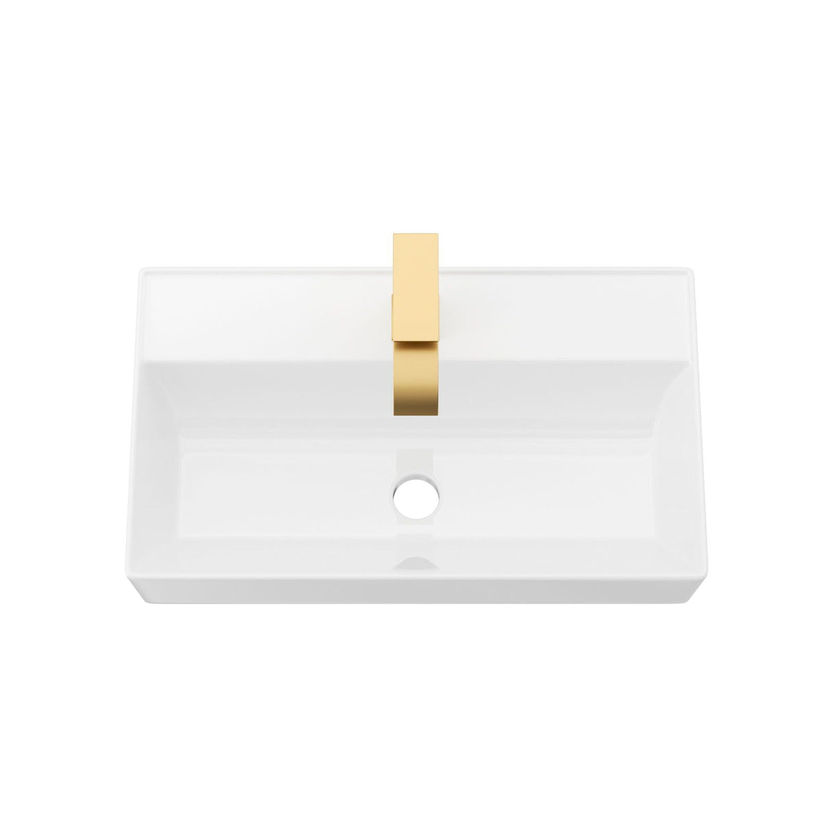 Wall Mounted Rectangular Bathroom Sink with Towel Bar - Black or Gold
