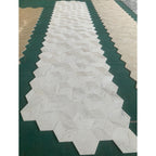 Hexagon Natural Stone Marble Decorative Tile Set with 3D Fluted Texture - Gray or White