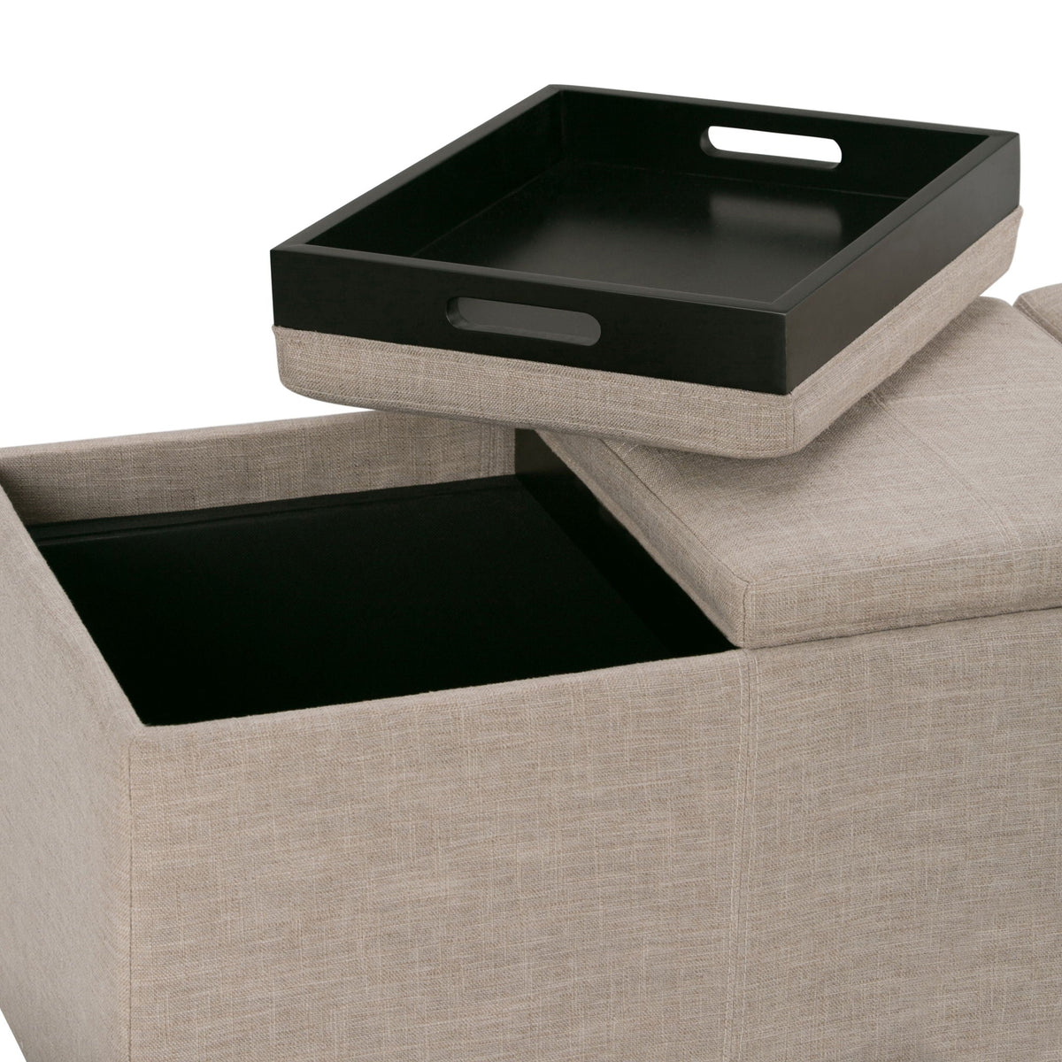 Avalon Upholstered Storage Ottoman with Flip-Over Serving Trays - Multiple Colors