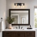 3-Light Matte Bathroom Vanity Wall Light with Clear Glass Shades - Black