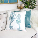 Seahorses Pillow Cover with Matching Back – 20x20 Inch Accent Pillow