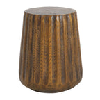 Tree Stump Style Side Table with Weather-Resistant Construction - Natural Wood Look