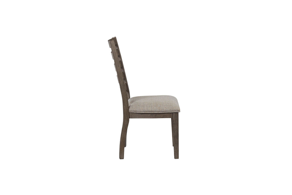 Ladder Back Dining Chair Set of 2 with Upholstered Seat - Gray