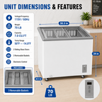 7.0 Cu.Ft Commercial Display Chest Freezer with Inverter Technology - Glass