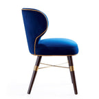 Strine Dining Chair with Wood Frame and Modern Upholstery - Available in Dark Gray or Blue