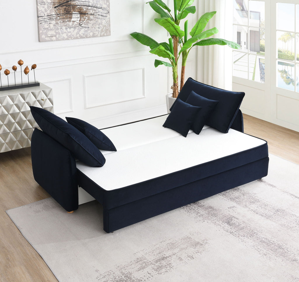 Irina Pull-Out Sleeper Sofa with Storage and Removable Cushions - Dark Gray or Blue