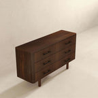 Brown 6-Drawer Dresser with Walnut Finish – Solid Wood
