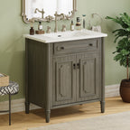Vintage Bathroom Vanity With Sink and Soft-Close Doors - Dark Gray or White