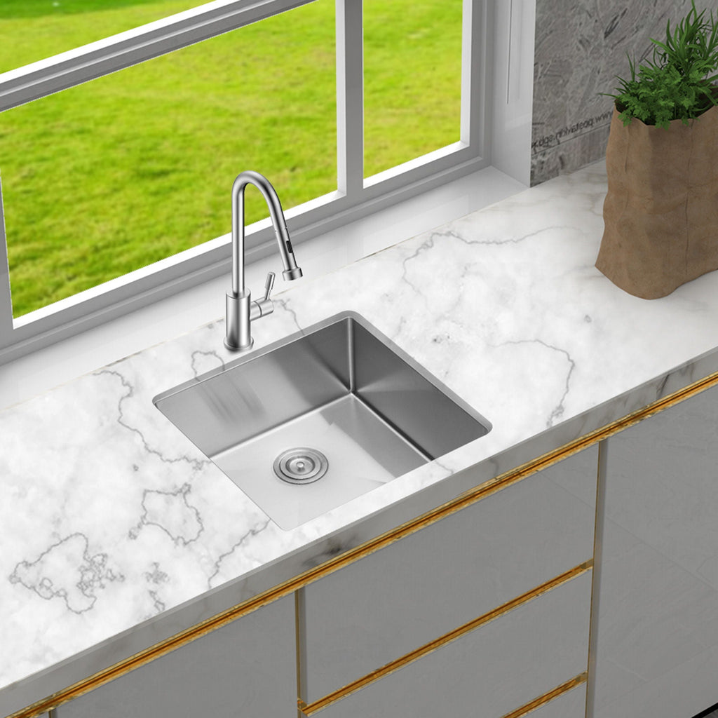 Undermount Stainless Steel Kitchen Sink with Deep Single Bowl - Gray