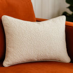 Ivory Textured Throw Pillow with Supportive Fill - Homey Cozy