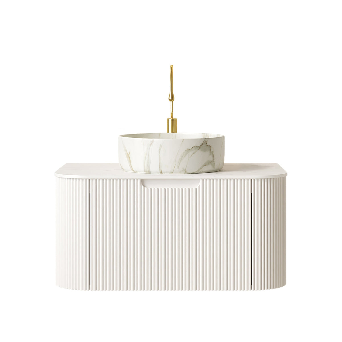 DINA 30" Bathroom Vanity with Ceramic Basin and Floating Cabinet - Carrara White or White