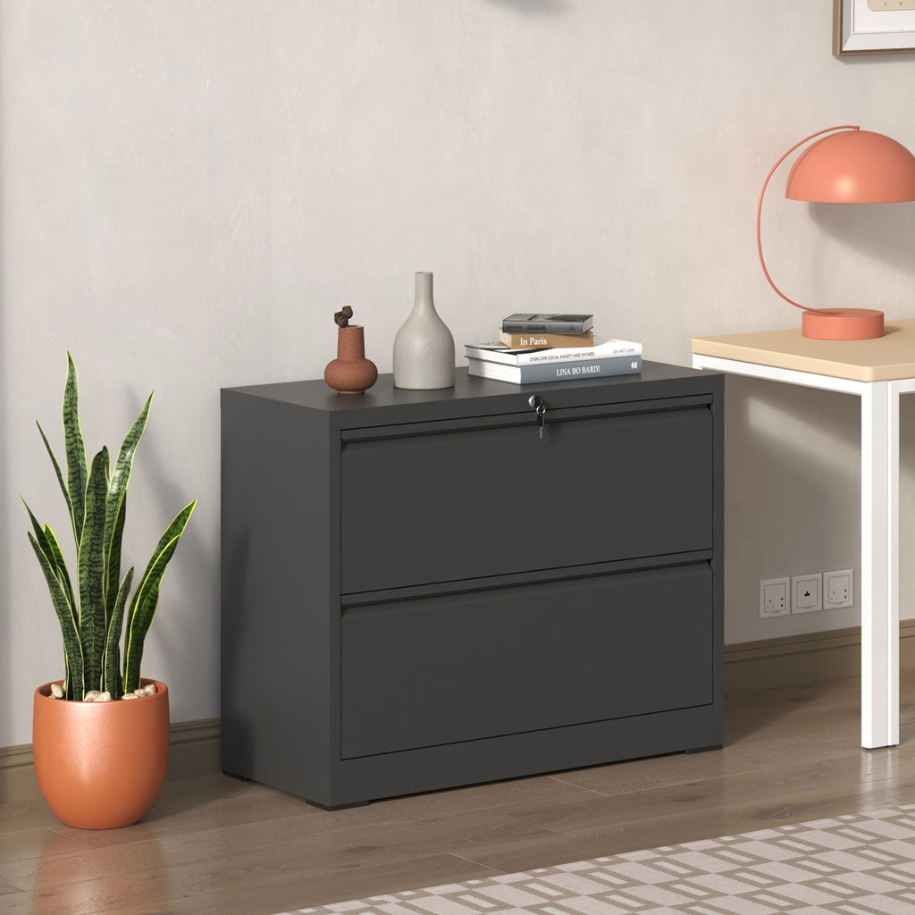 Premium Drawer Metal Lateral File Cabinet with Lock - Black or White