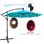 10 ft Outdoor Patio Umbrella with Solar LED Lighting - Turquoise
