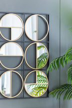 Metal Beaded Accent Mirror with Eclectic Contemporary Design - Gray