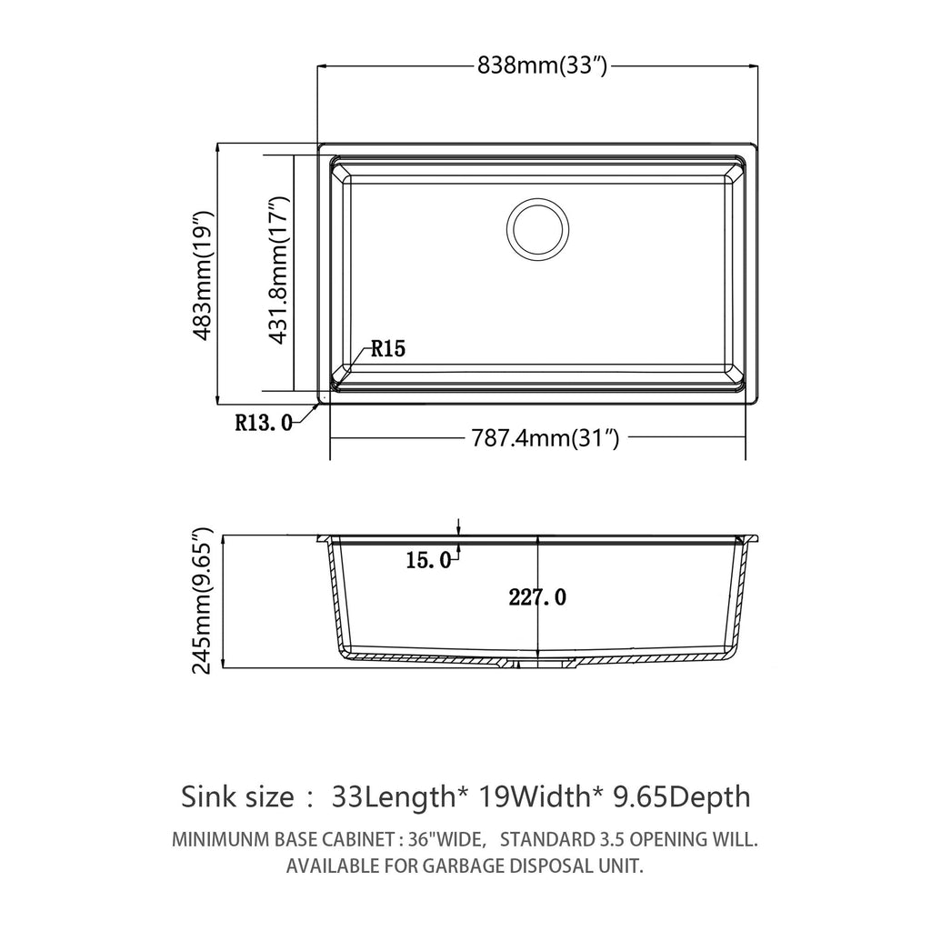 Granite Composite Workstation Undermount Kitchen Sink - Black or White